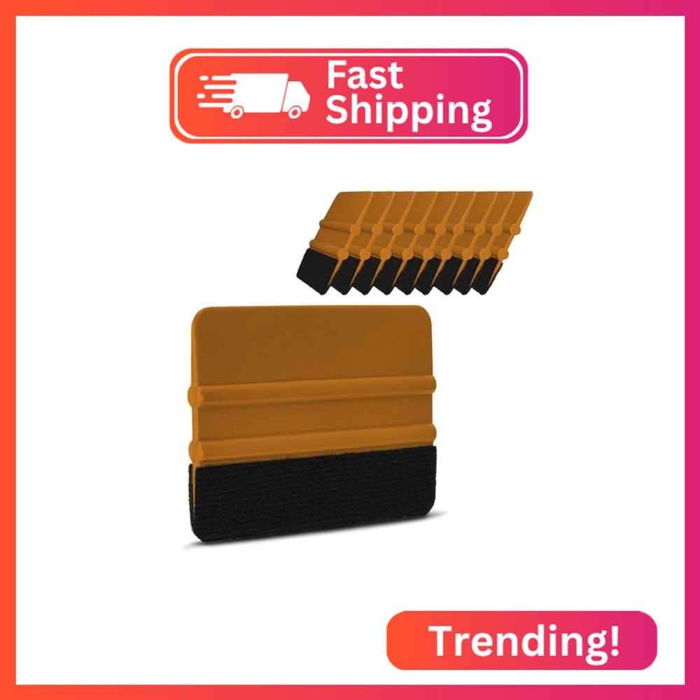 Middrivr 10Pcs Vinyl Squeegee with Felt Edge, Decal Scraper Applicator Tool for