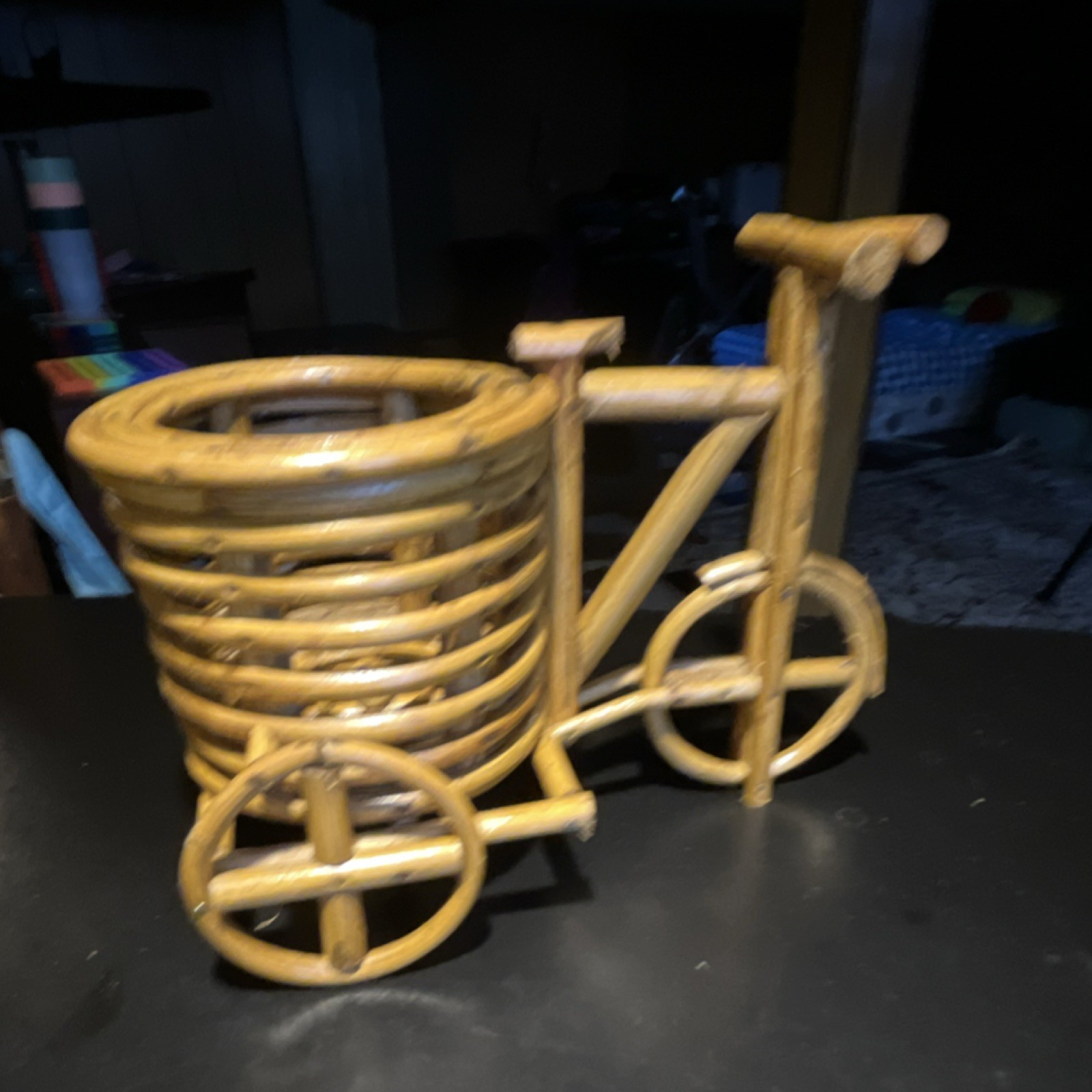 Handmade Brown Wooden Bicycle-Shaped Planter Holder, Traditional Novelty Decor