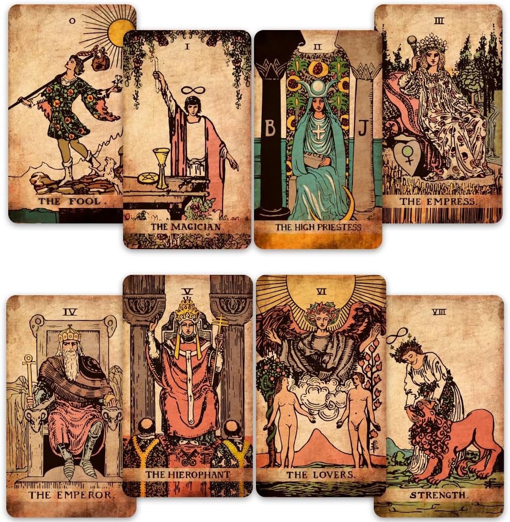 CRAFTERIAN Classic Tarot Set - 78 Gold-Edged Cards with Guidebook -...