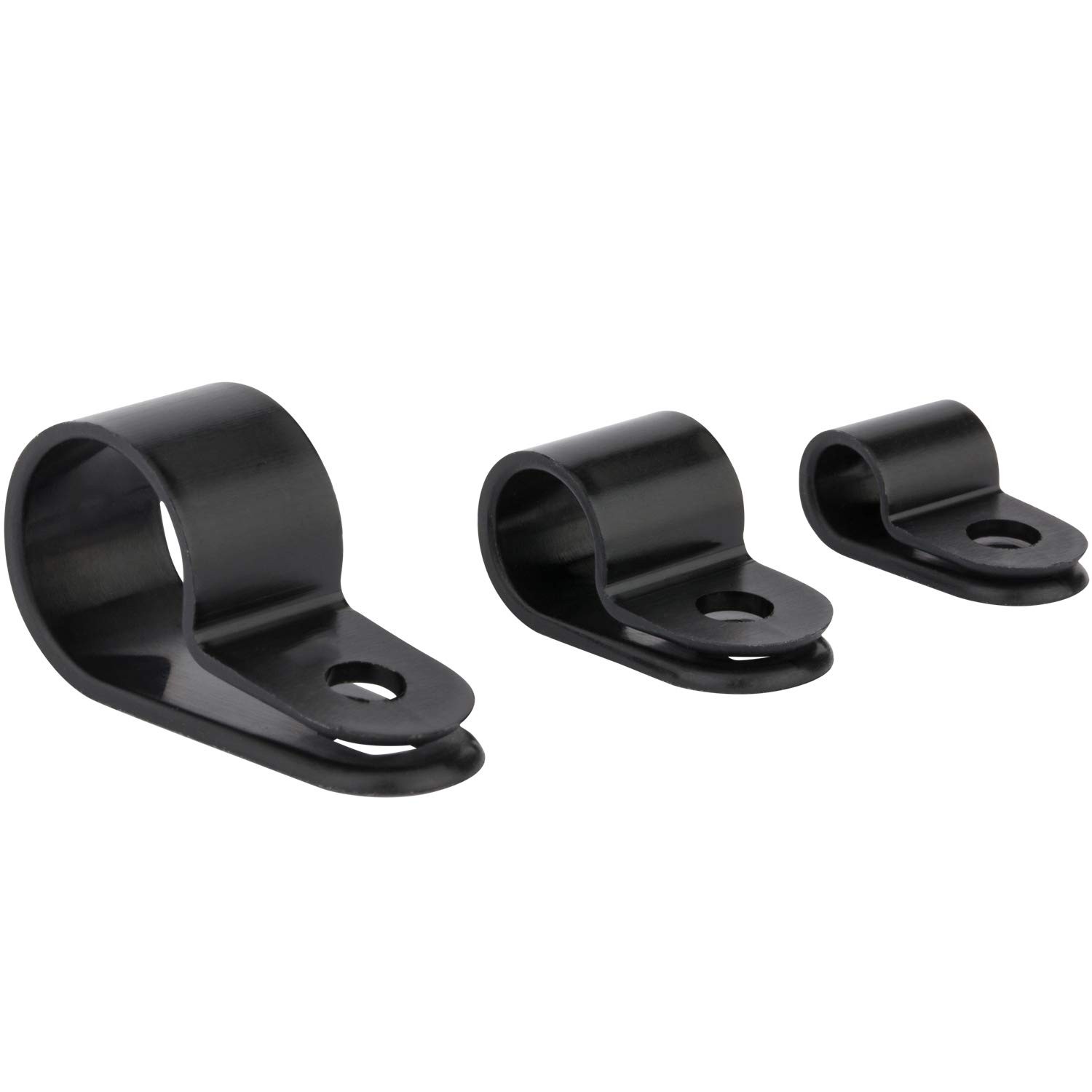 ISPINNER 180pcs Nylon Plastic R-Type Cable Clamps, 1/4" 5/16" One Size, Black