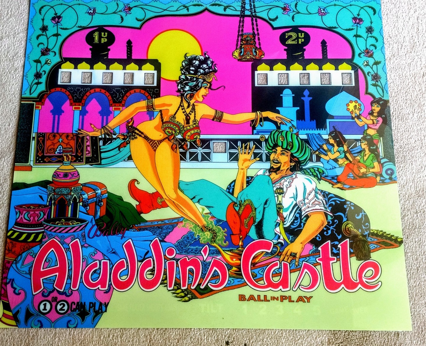 Williams Aladdin's Castle Pinball Machine Translite  Backglass