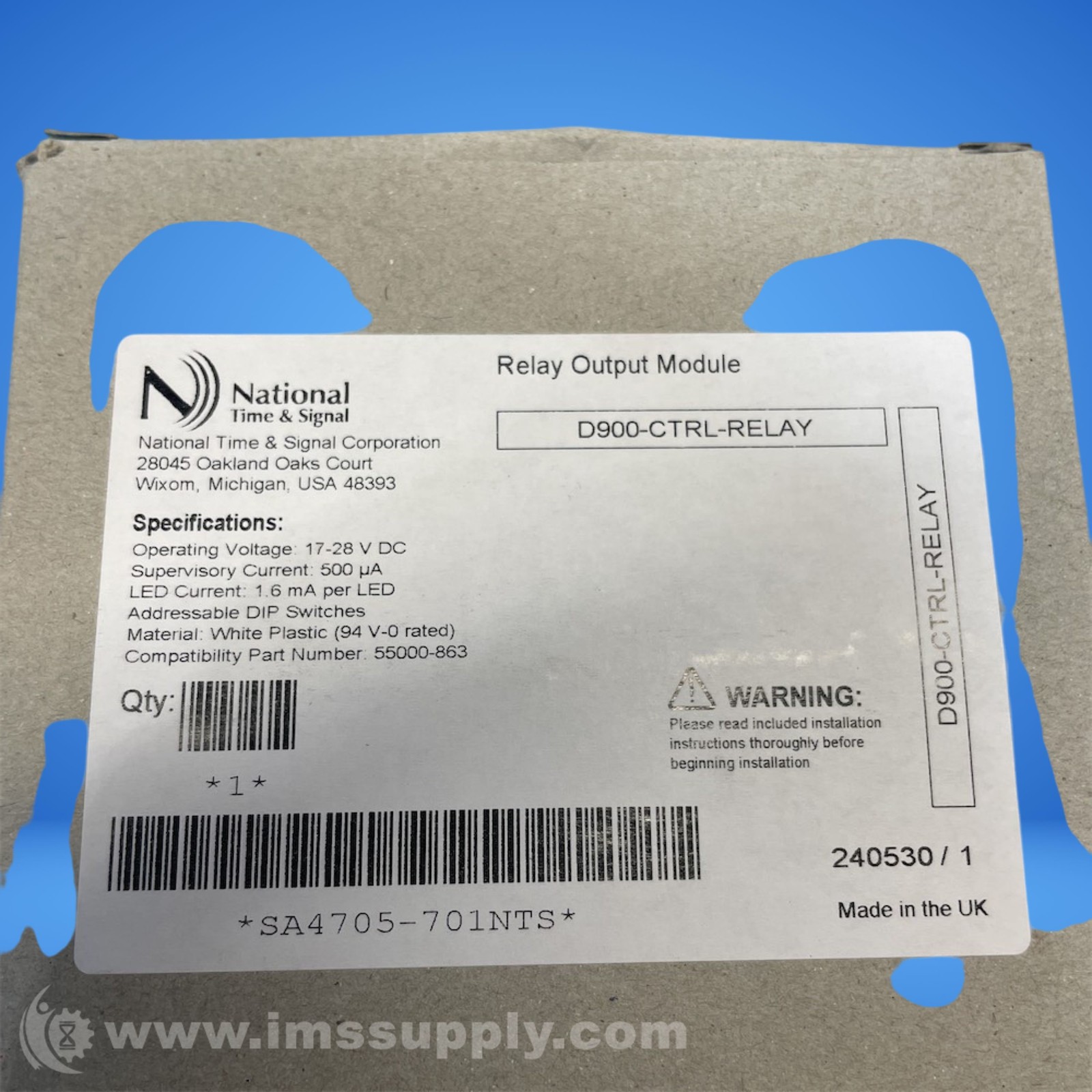 National Time D900-CTRL-RELAY A/V Control Module FNOB