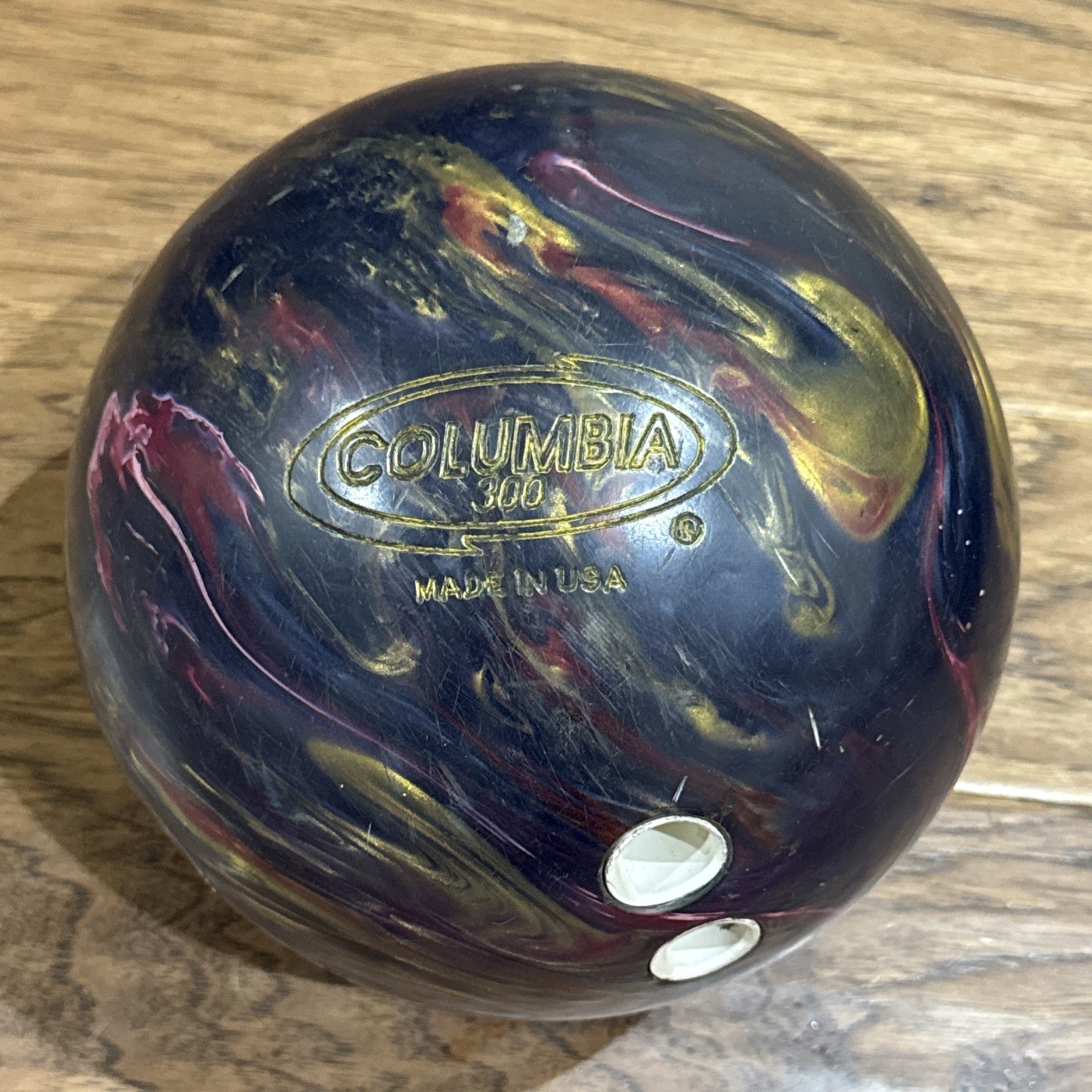 Columbia 300 Wrath XP Bowling Ball 14lb 11oz Drilled Blue Gold Swirl FREE SHIP