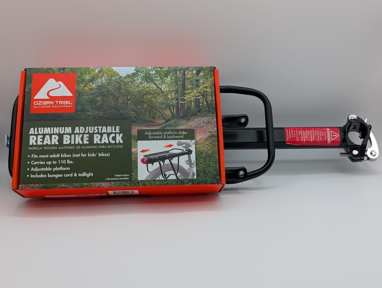 Ozark Trail Aluminum Adjustable Rear Bike Rack - Holds Up To 110 LBS - NEW