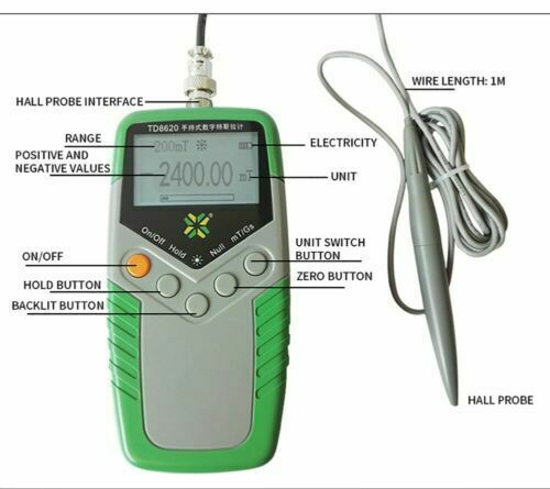 Tesla Meter Gauss Meter EMF Meter Surface Magnetic Field Tester 5% Accuracy