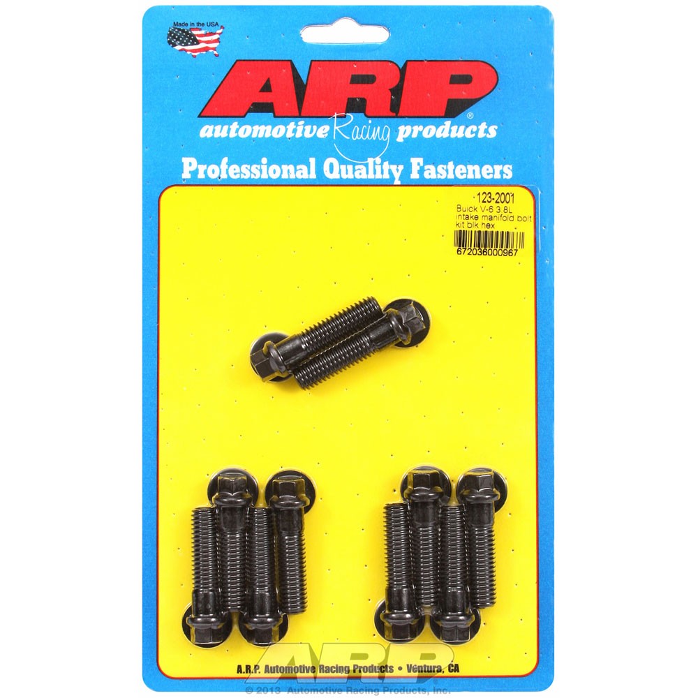 ARP Intake Bolt Set 123-2001; 3/8-16 x 1.5 in. Black Hex Head for Buick 3.8L