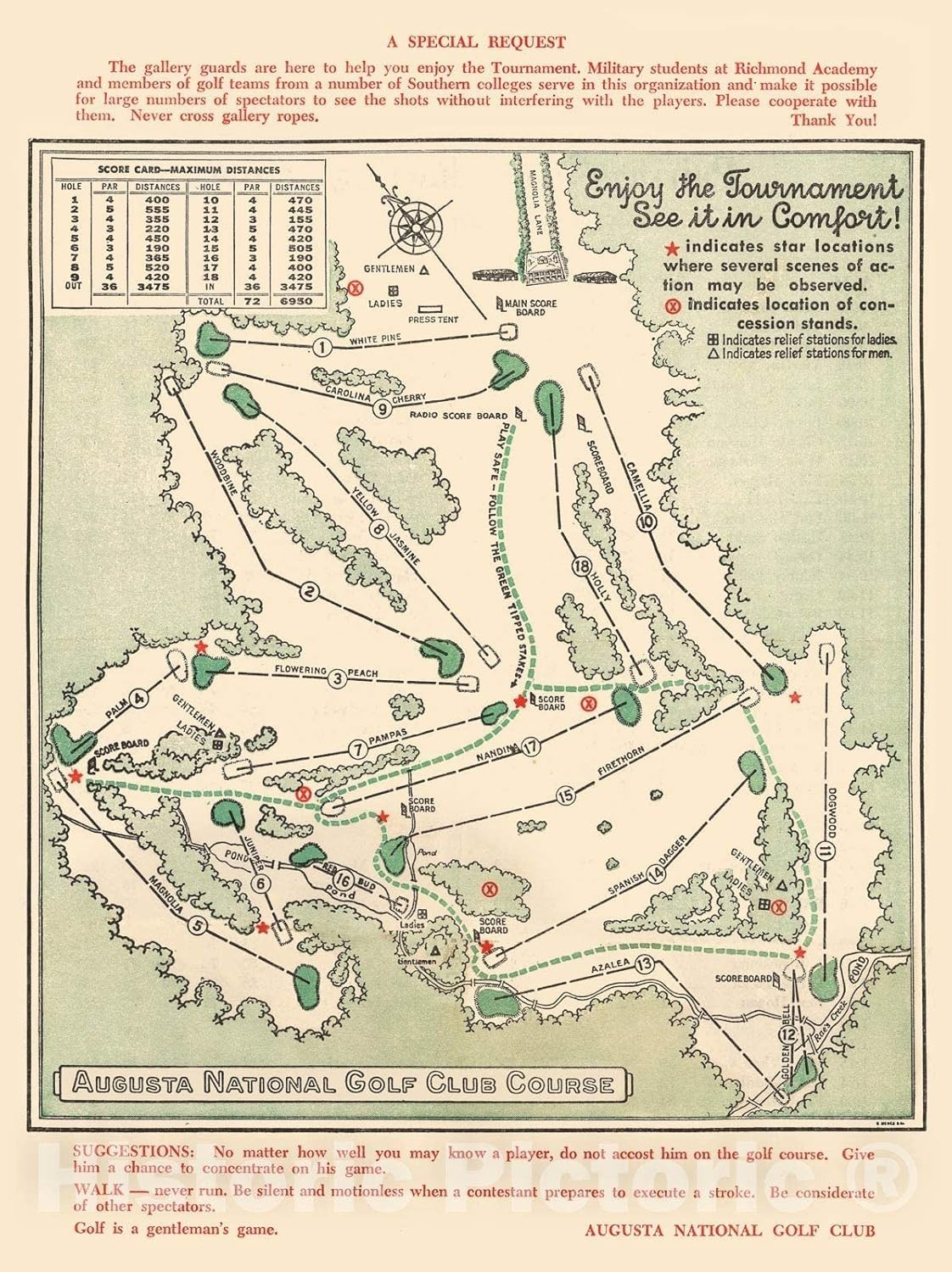 Augusta National Golf Club Map - Rare Masters History Print