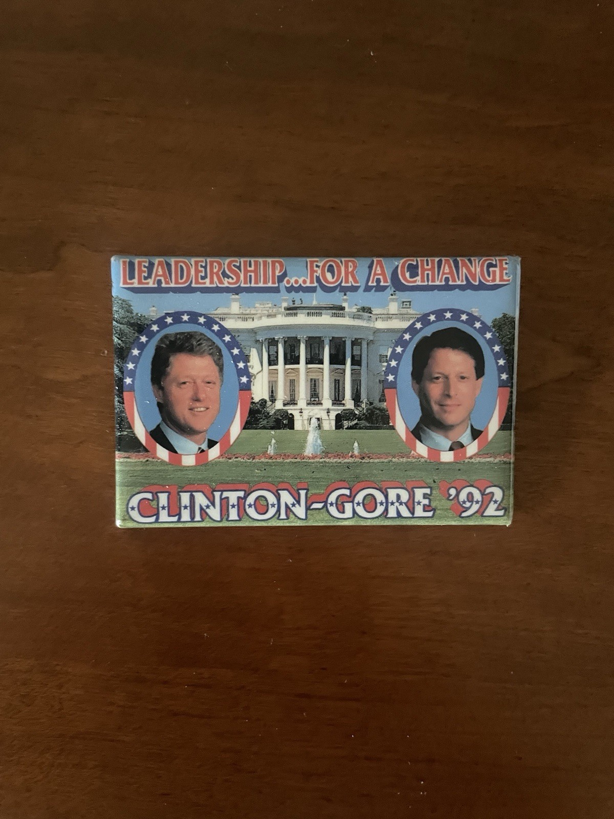 Bill Clinton Al Gore 1992 Campaign Button Pinback Leadership For A Change 3x2"