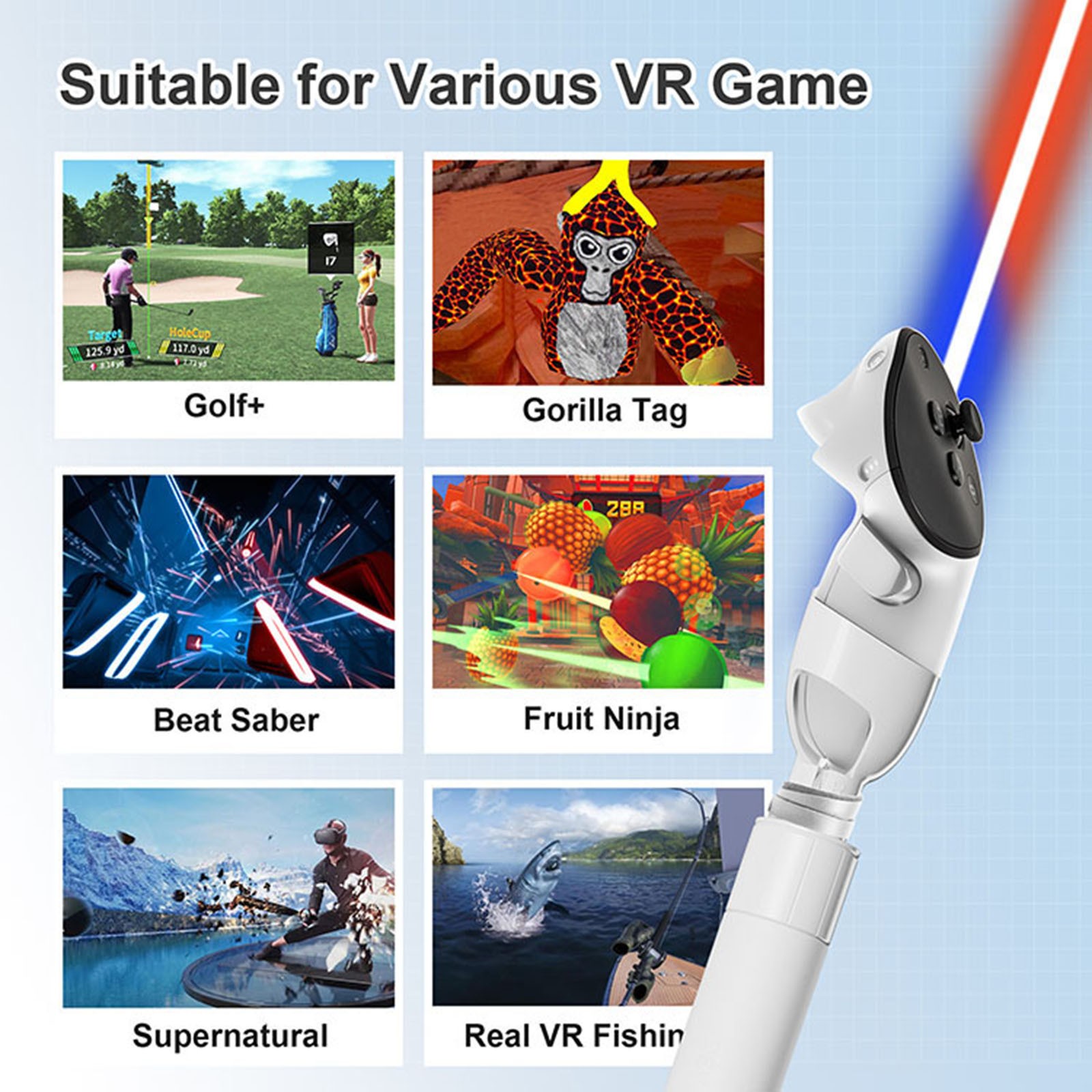 For Quest 3/3S VR Glasses Controller Golf Game Handle Extension Grip Accessories