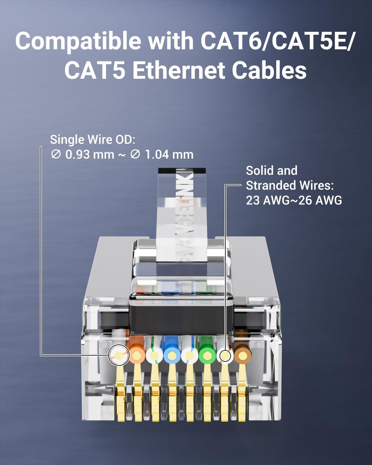 VCE 25-Pack Cat6 Shielded RJ45 Pass Through Connectors with 25+25Pack