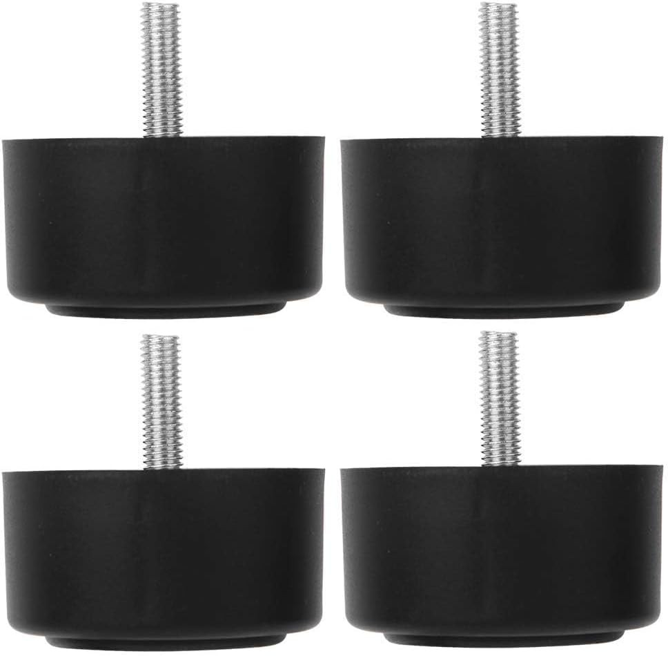 4Pcs Black Round Sofa Legs M8 Screw 35mm Height Pad PP Plastic Easy to Install a