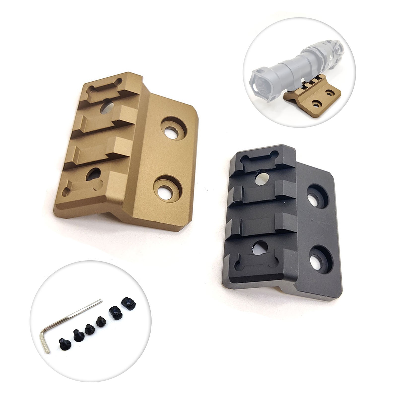 Tactical 45 Degree Offset Flashlight Mount for MLok Picatinny Rail For M300 M600