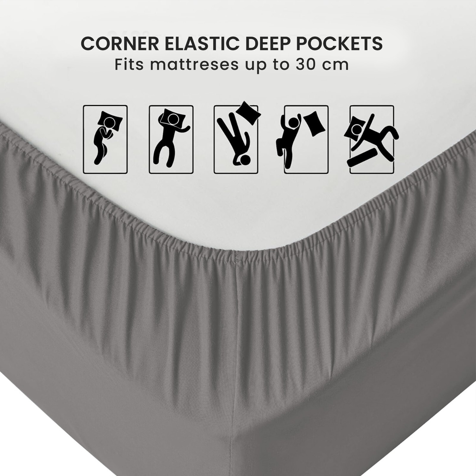 Extra Deep Fitted Sheet 30CM Ultra Soft Bed Sheets Single Double King Super King
