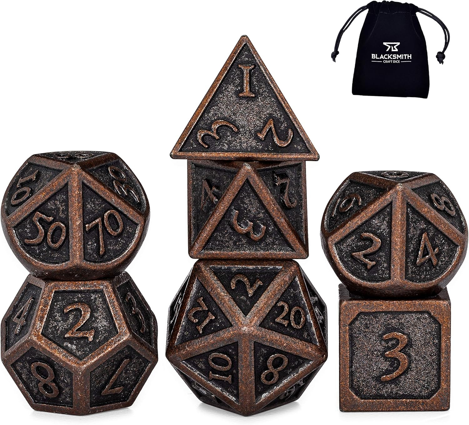 Metal DND Dice Set 7Pcs - Indestructible Metal Dice Set W/Dice Bag; D&D Dice Set