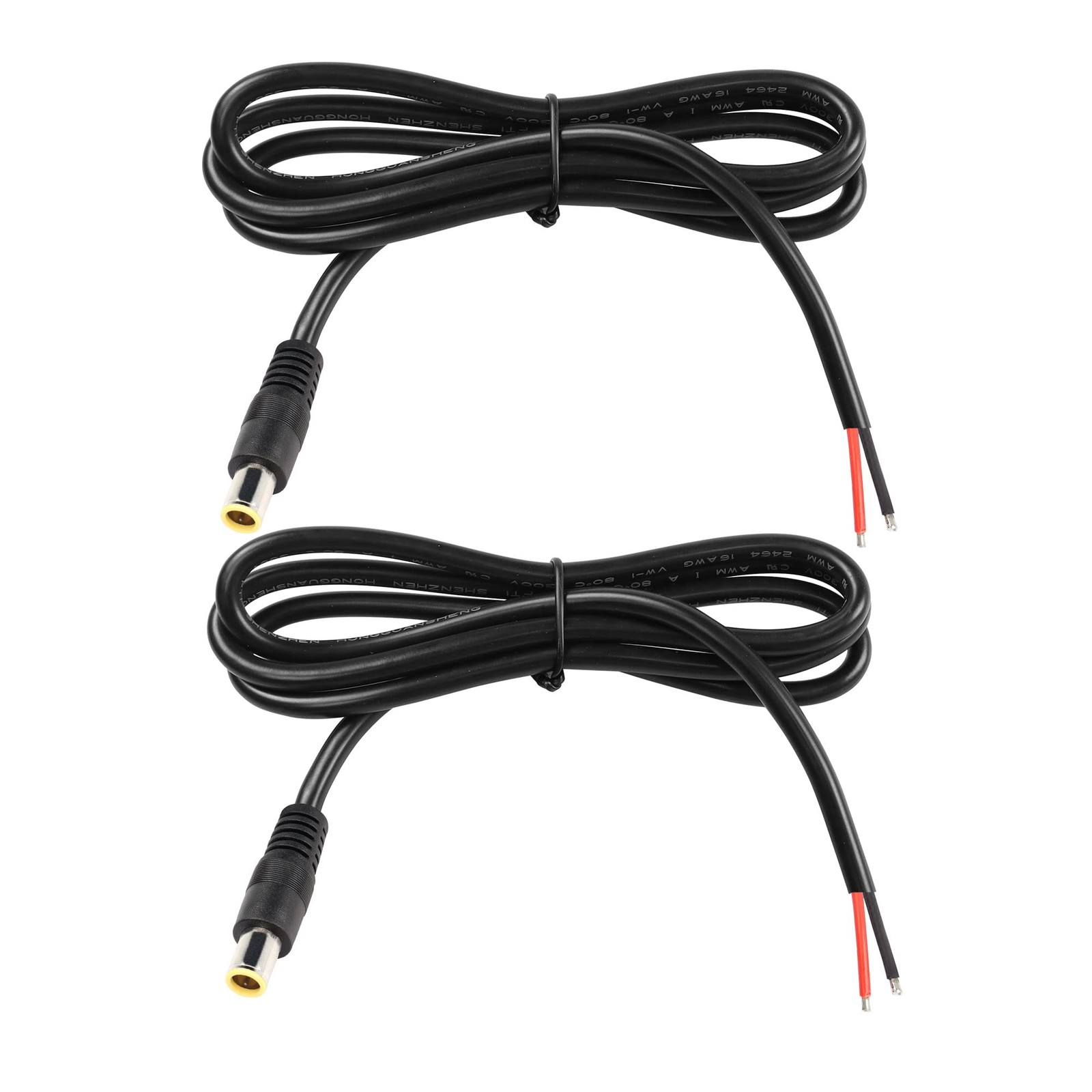 GINTOOYUN 2 Pack DC7909 Power Pigtails Cable, 12V DC 8mm Male Plug to Black
