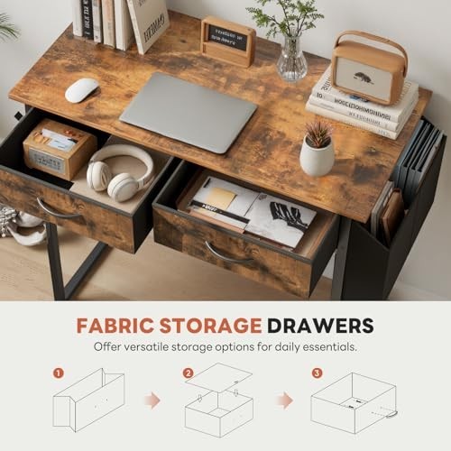 32" Home Office Computer Desk with Drawers, Small Gaming Writing Table, Storage