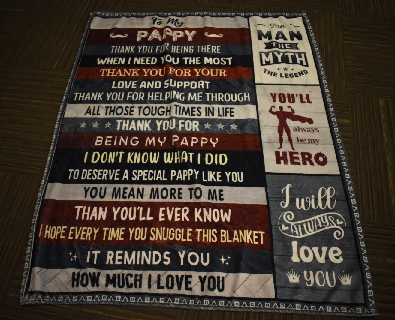 To My Pappy Thank You For Being There Fleece Throw Blanket 50" x 60" Soft