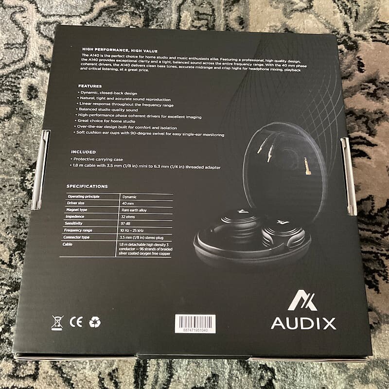 Audix A140 Professional Studio Headphones w/ Storage Case and Detachable Cable
