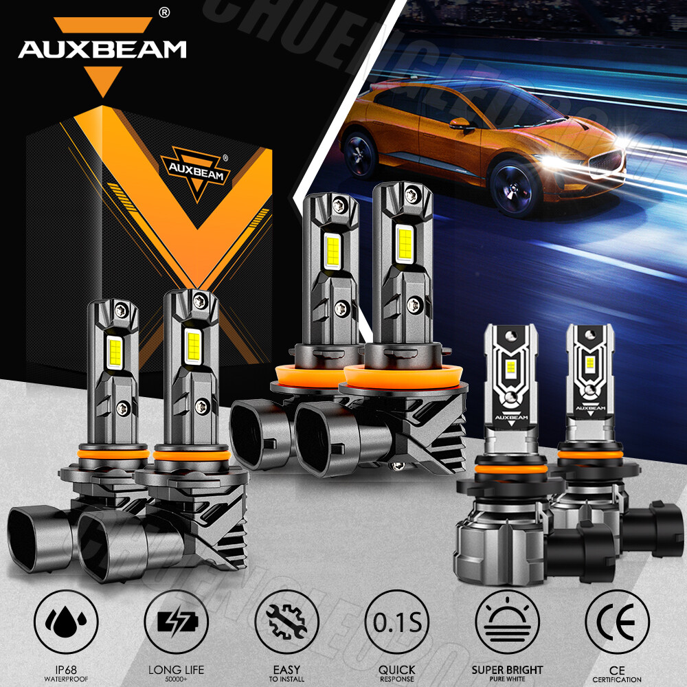 AUXBEAM 1:1 LED Headlights High Low Fog Light White For Toyota Tundra 2007-2013