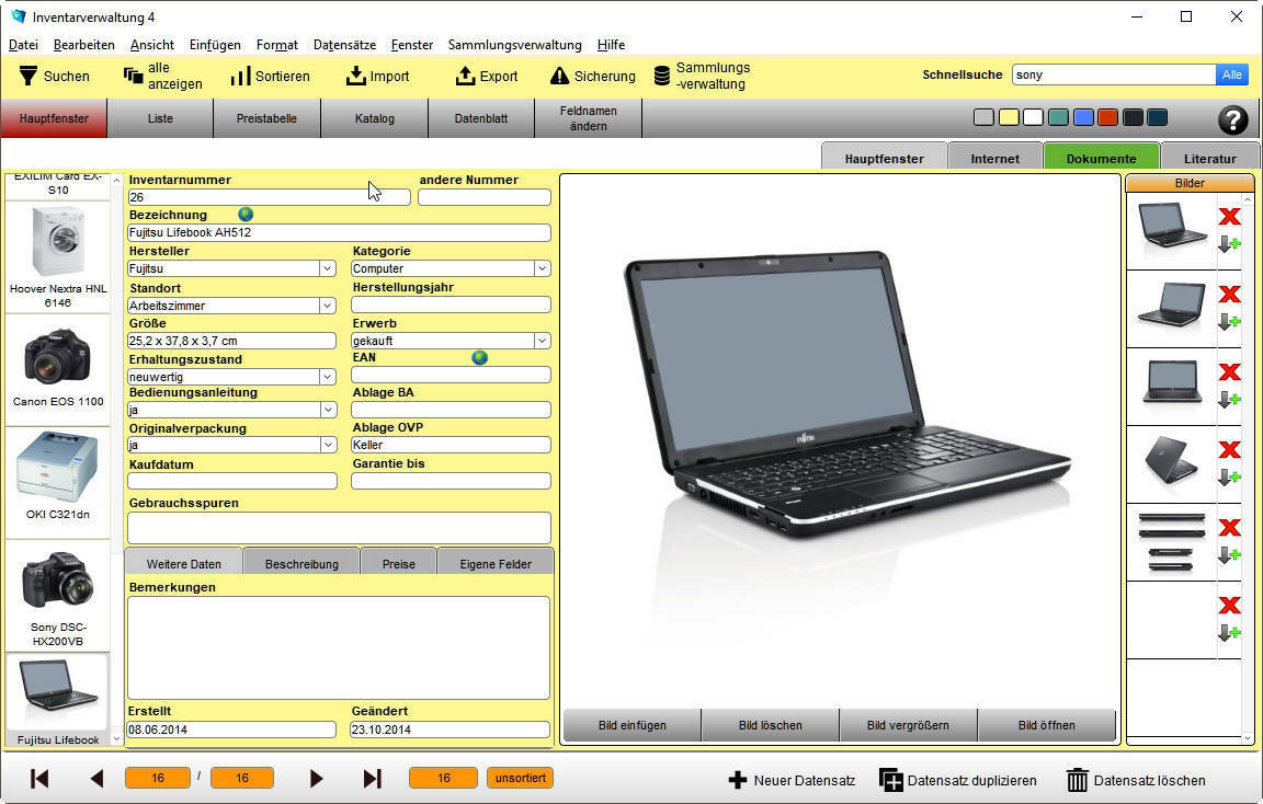 GS Inventarverwaltung 4 - Software zur Verwaltung von Inventar