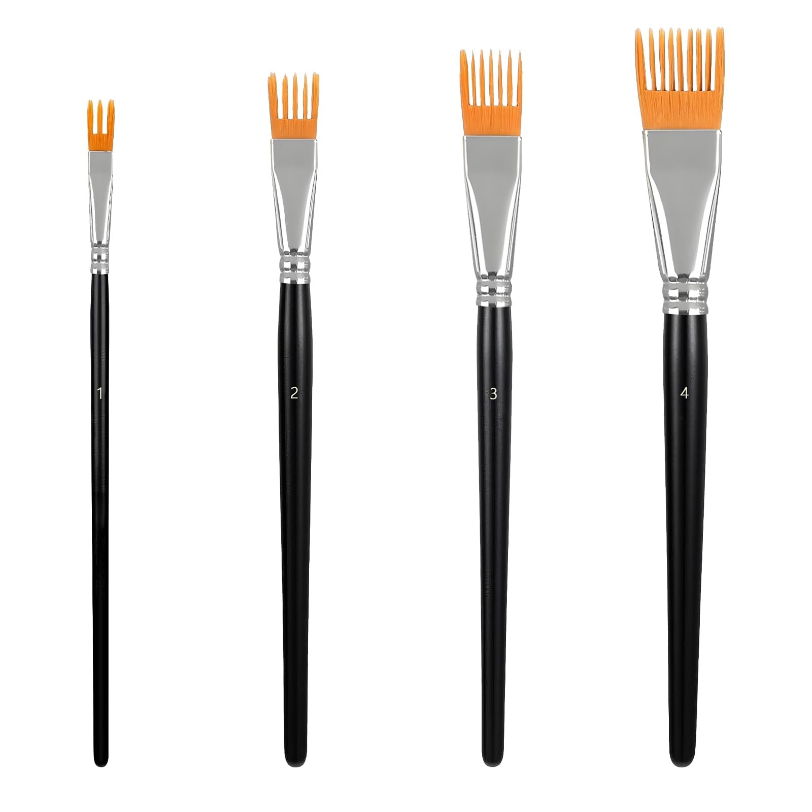 4Pcs Comb Artist Brush Set, Rake Brushes for Painting with Birch Wood Handle, Pa