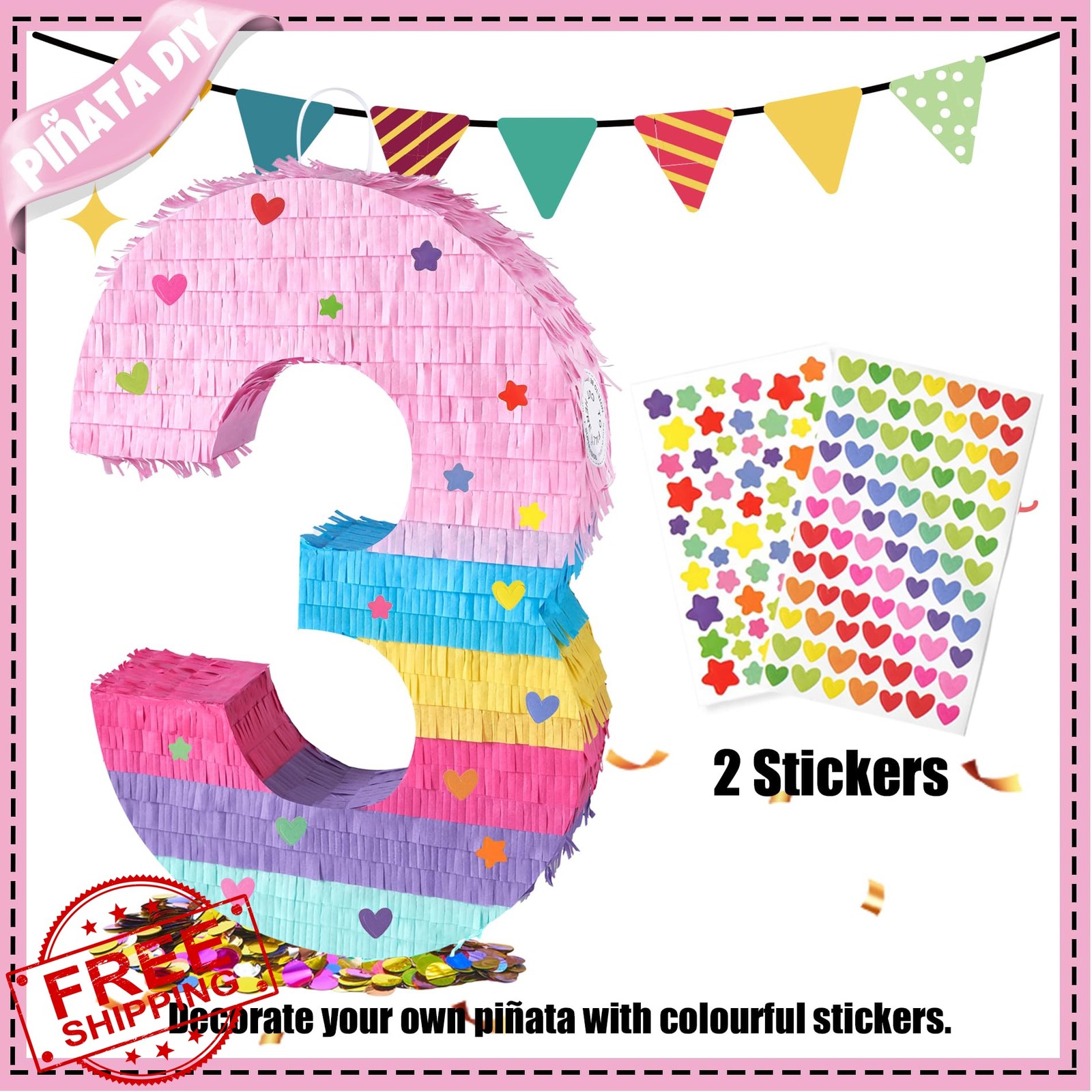 PCFING 20" Number 3 Piñata