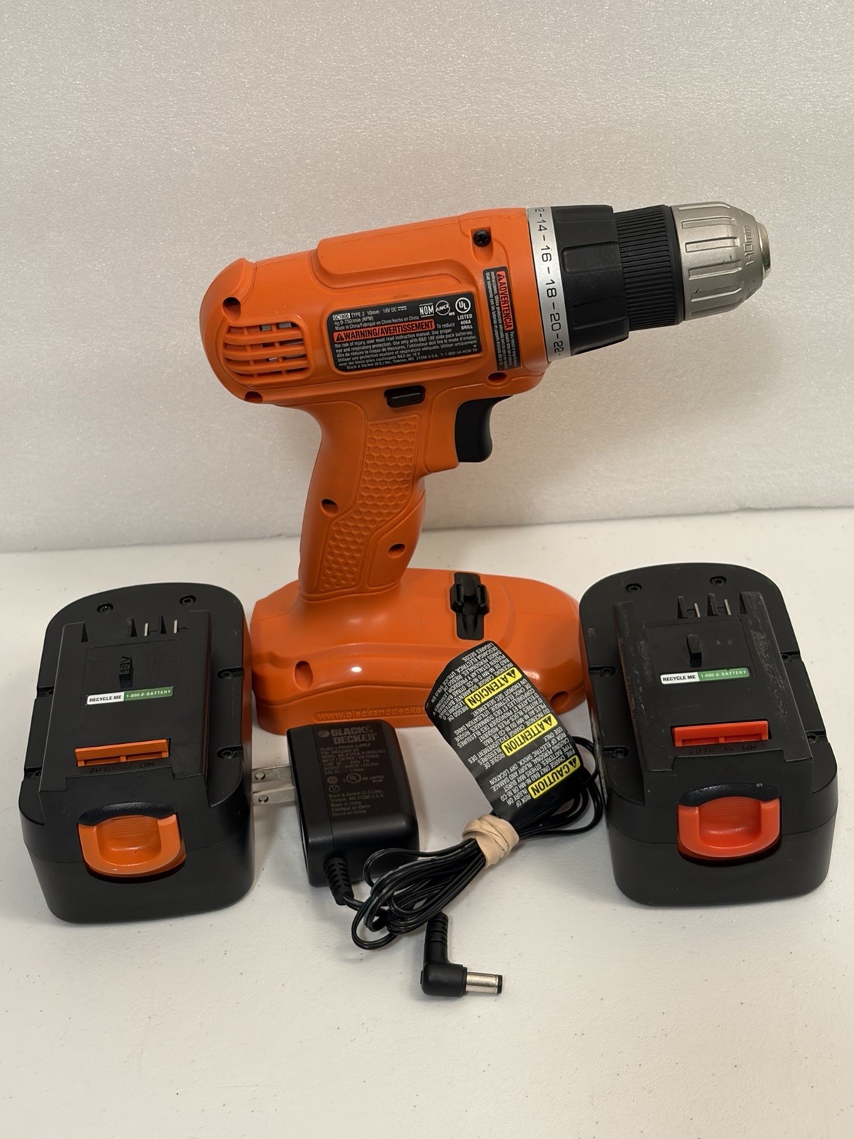 Black & Decker 18v Drill GC1800 Type 2 with charger and 2 Battery HPB18 Tested
