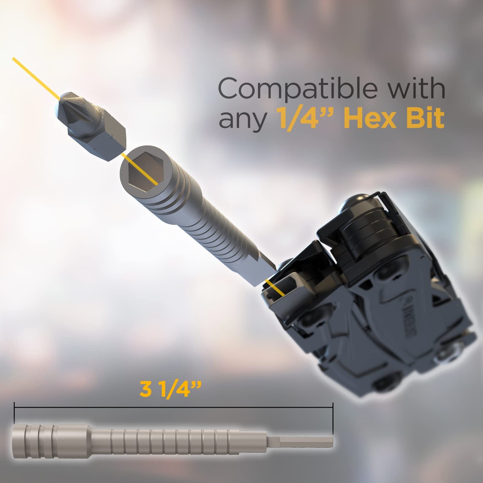 Galvanox Multi-tool Bit Driver Extender - Compatible with Pocket Size, Silver