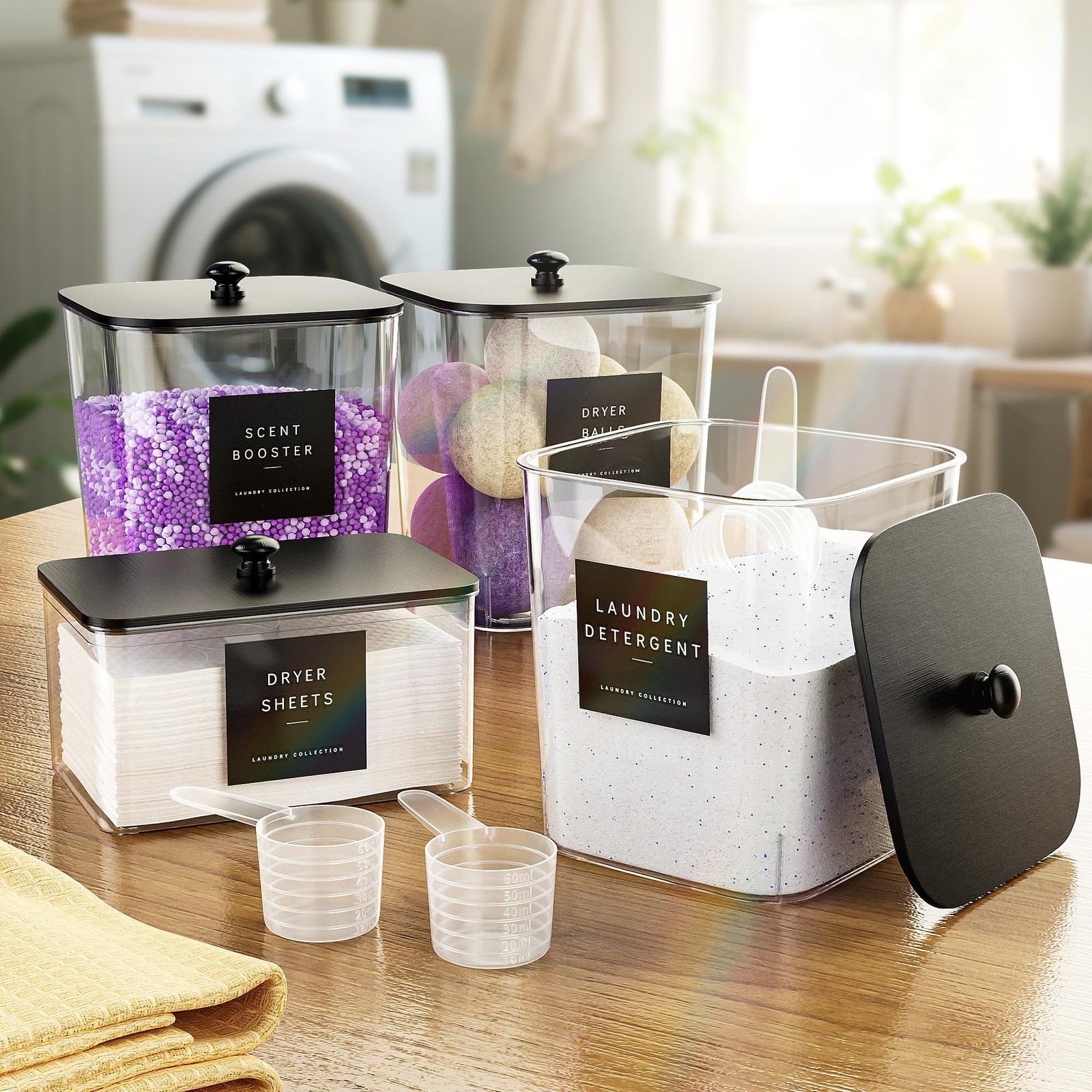 4 Pack Laundry Pods Container, Clear Laundry Room Organization Containers,Lar...