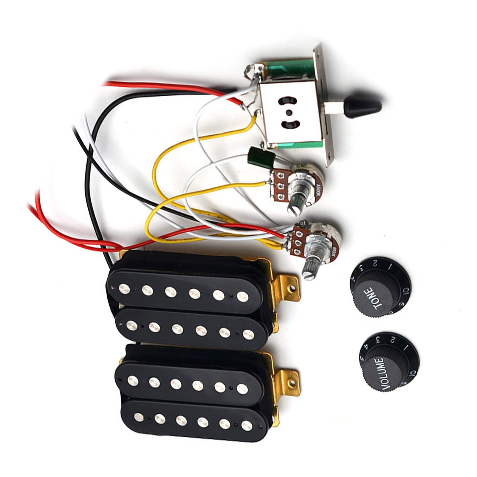 3-Way Switch Wiring Harness Electric Guitar Humbucker Pickups With Knob Cap w