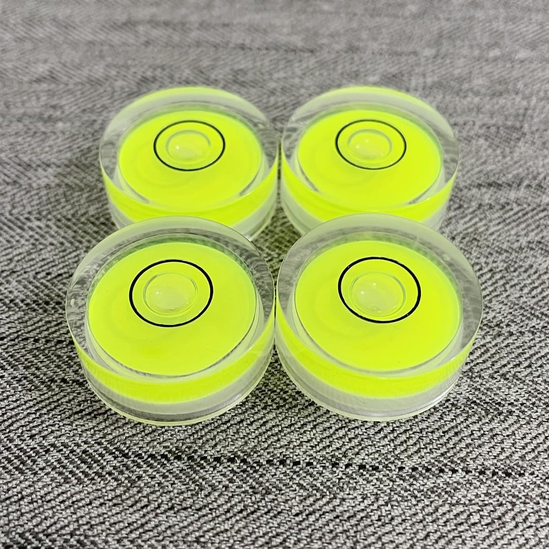 4Pcs Small Circular Bubble Levels with Double Sided Adhesive Bottom Mini Little