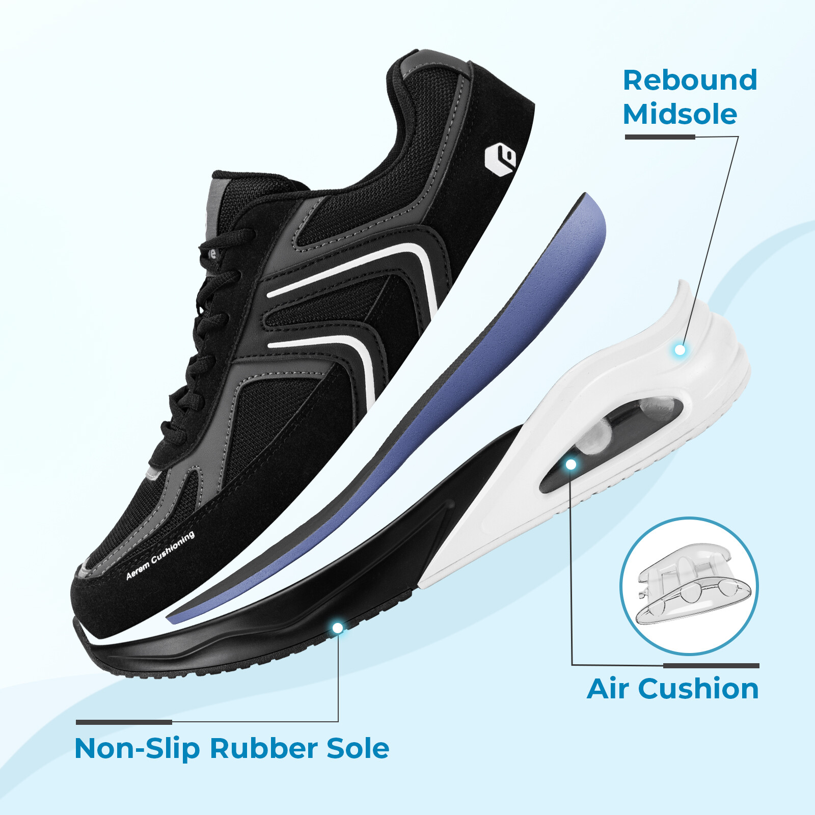 FitVille Men's Extra Wide Walking Shoes Air Cushion Cross Training Sneakers 8-15