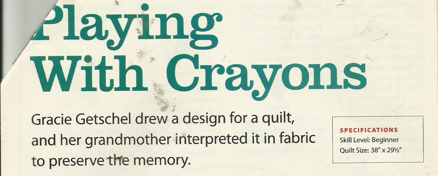 C0797 PLAYING WITH CRAYONS WALLHANGING QUILT PATTERN/INSTRUCTIONS