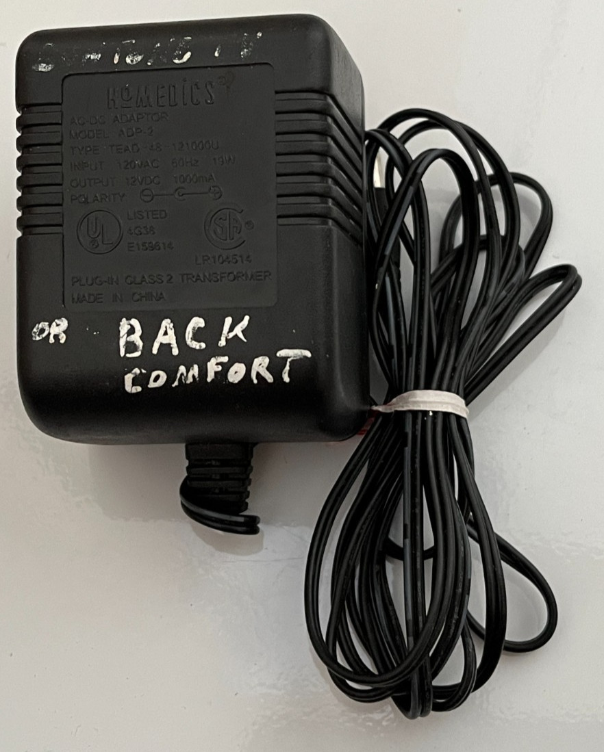 HoMEDICS ADP-2 AC/DC ADAPTER 12V 1A BARREL PLUG -MASSAGE / BACK COMFORT