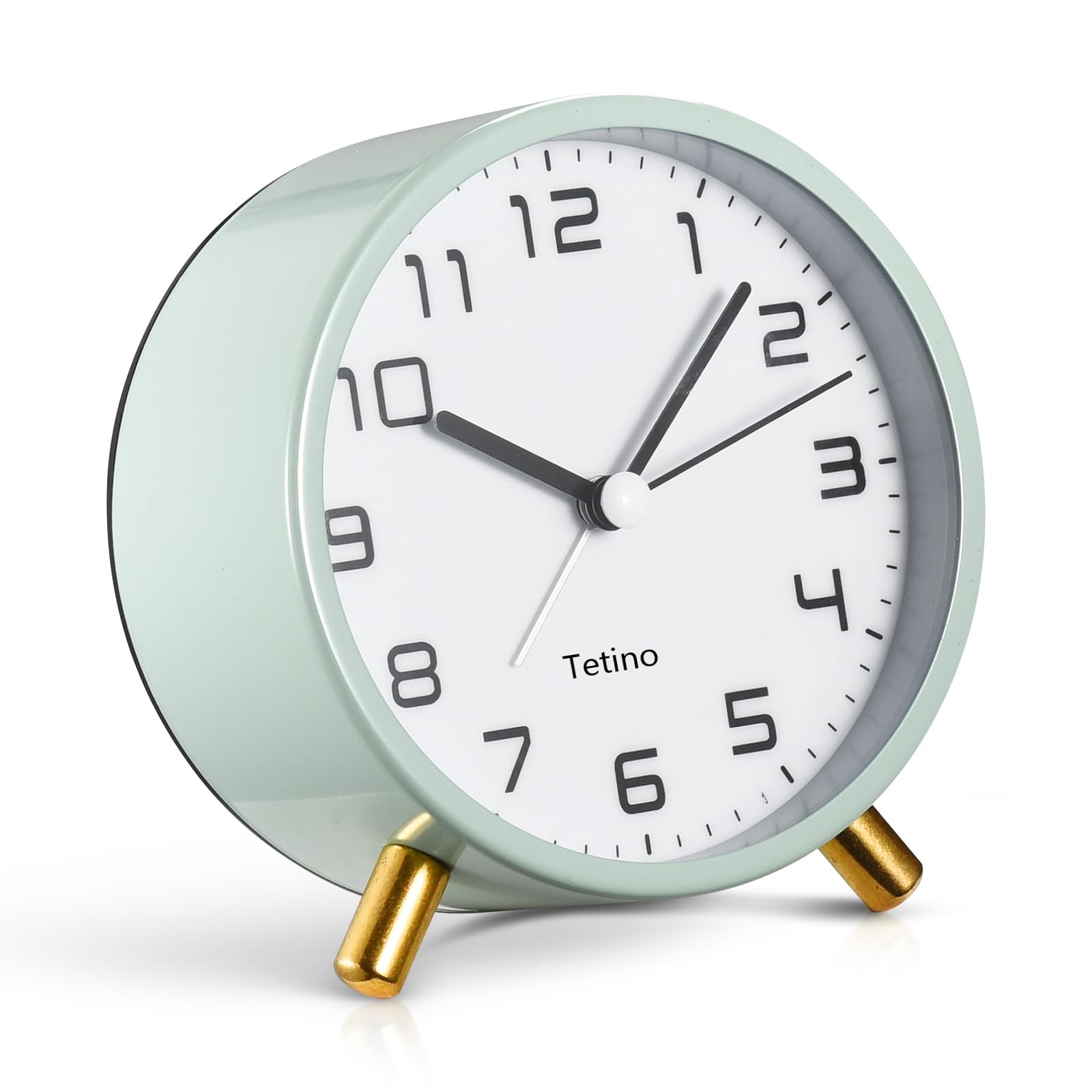 Tetino Analog Alarm Clocks,Retro Metal Desk Silent Non 4.3Inches, Green