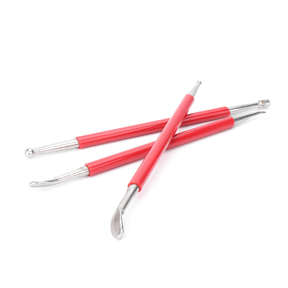 3PCS/Set Leather PMC Craft Modelling Splicing Embossing Spoon & Carving Tool Kit
