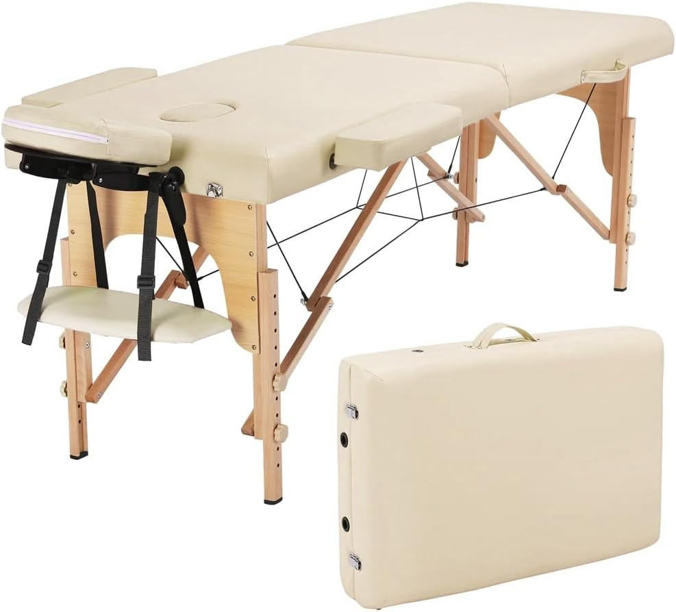 Massage Table Portable 84In X 24In X 24-35In Modern Spa Bed 2 Fold 496LBS Capaci