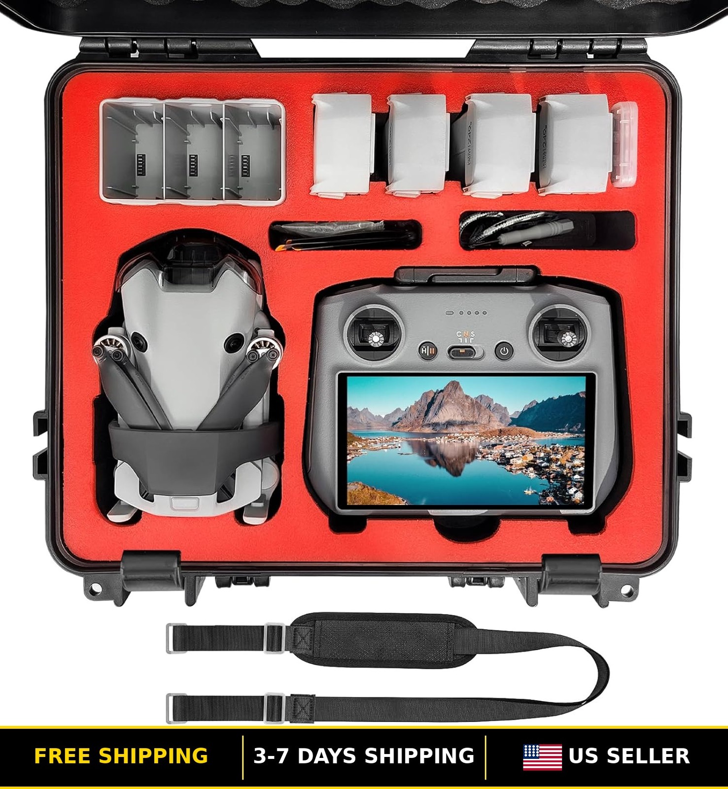 FPVtosky Mini 4 Pro Hard Case, Waterproof Drone Storage for DJI Mini 4/3 Pro