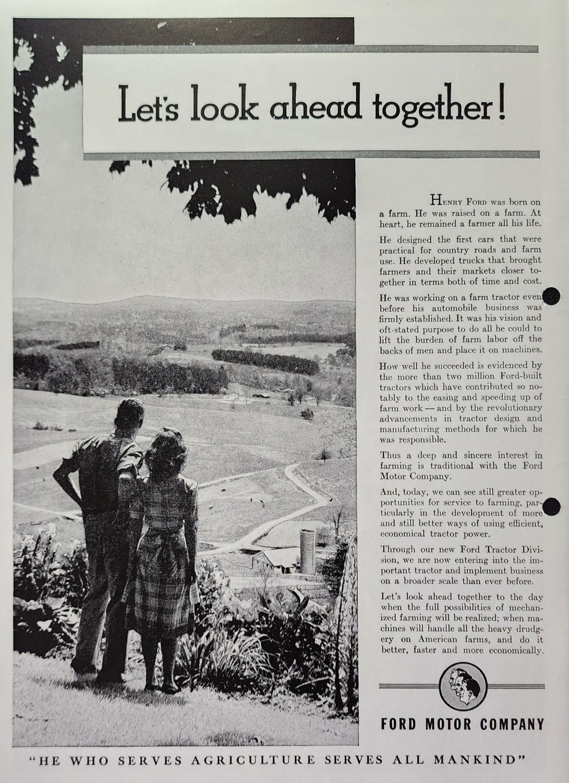 Ford Motor Company Picture Magazine Ad Original Vtg Wall Art Decor Agriculture
