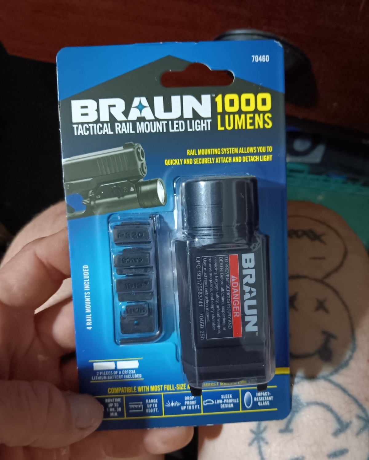 Braum 1000 Lumens LED Handgun Picatinny Rail-Mount Light w/ Rail Mounts 70460
