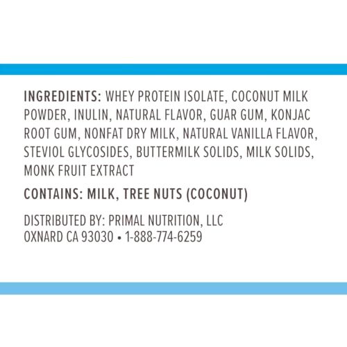 Primal Kitchen Vanilla Coconut Whey Protein Powder 10g Protein Keto Friendly