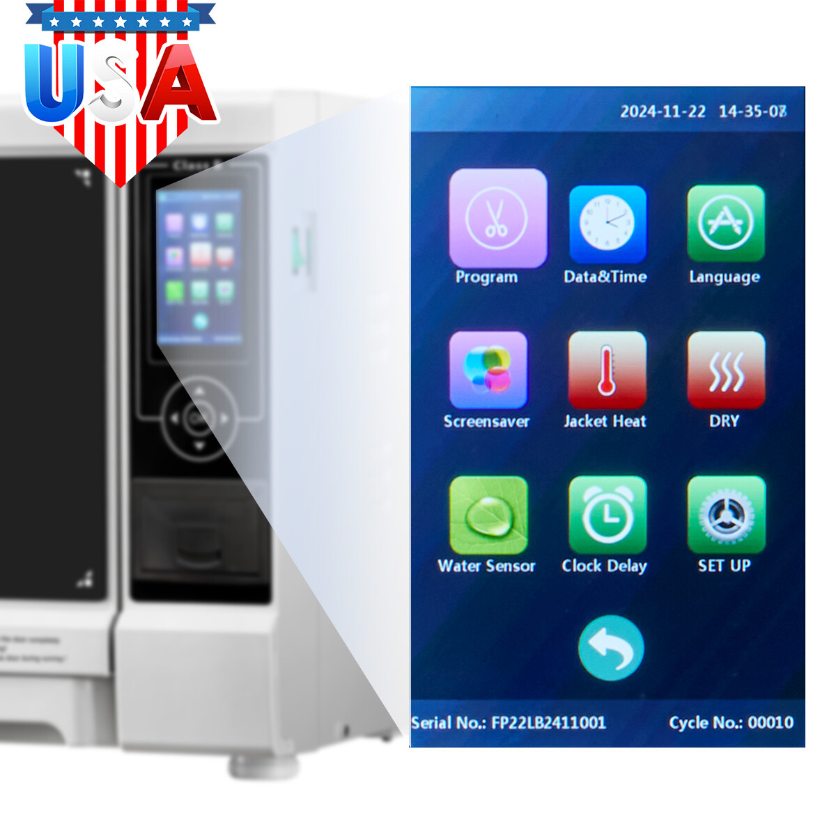 22L Dental Class B Autoclaves Steam Sterilizers built-in Printer/Storage Cabinet