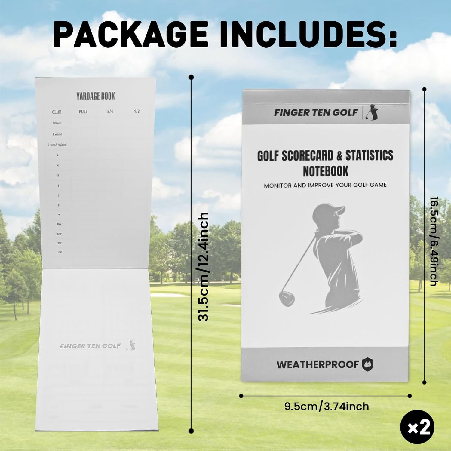 Yardage Book Cover Golf Score Book Golf Notebook Back Pocket 2 Pack