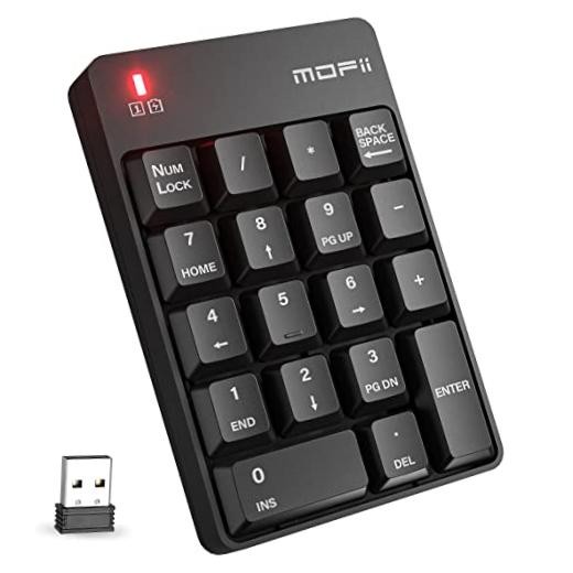 Number Pad - Black Wireless 2.4G Numeric Keypad Silent 19 Keys USB Black-B