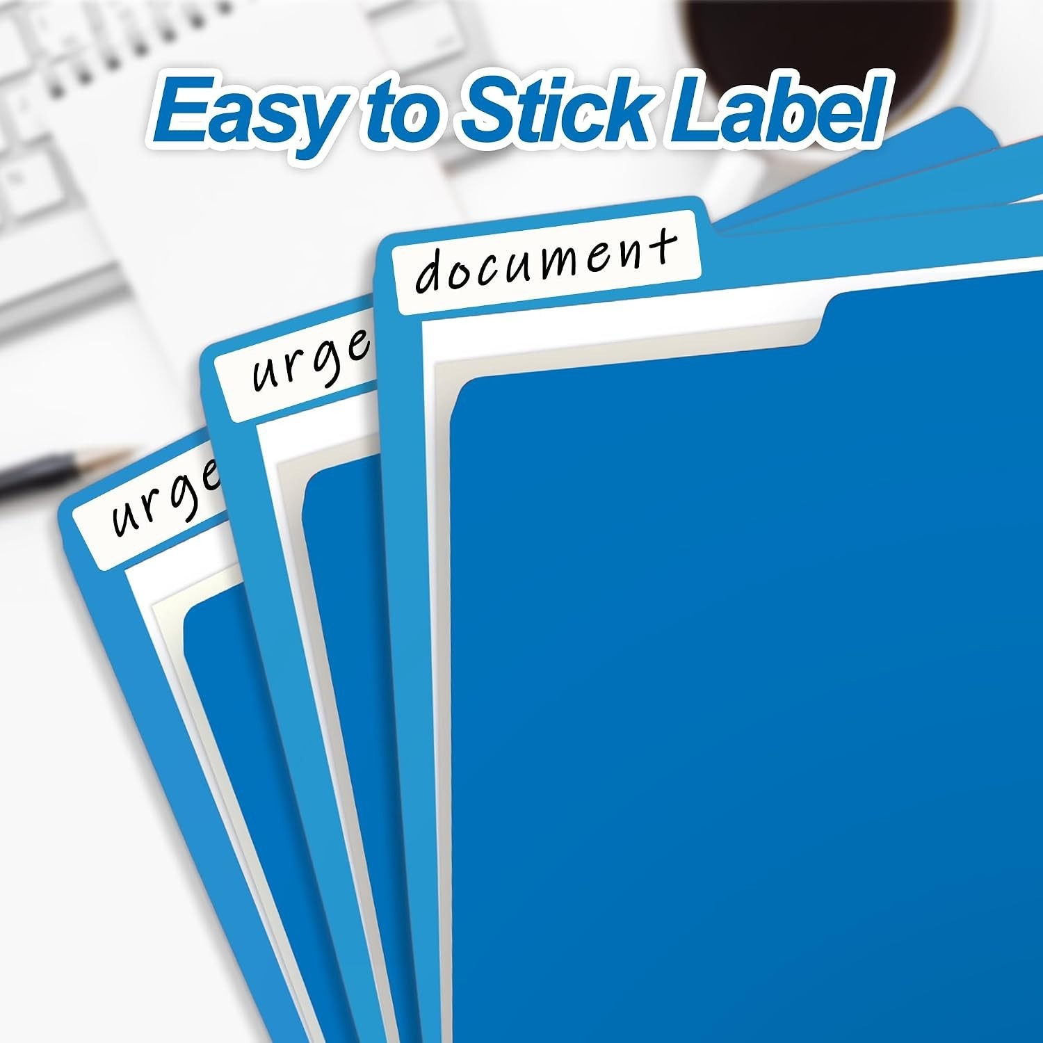 100 Pack Blue File Folders with 1/3-Cut Tabs - Durable Organization Solution