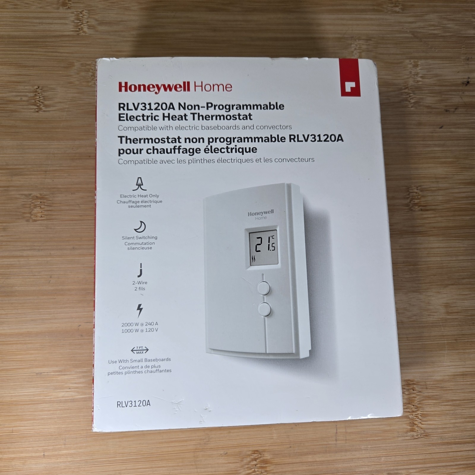 Honeywell Home RLV3120A Line Voltage Non-Programmable Baseboard Thermostat White