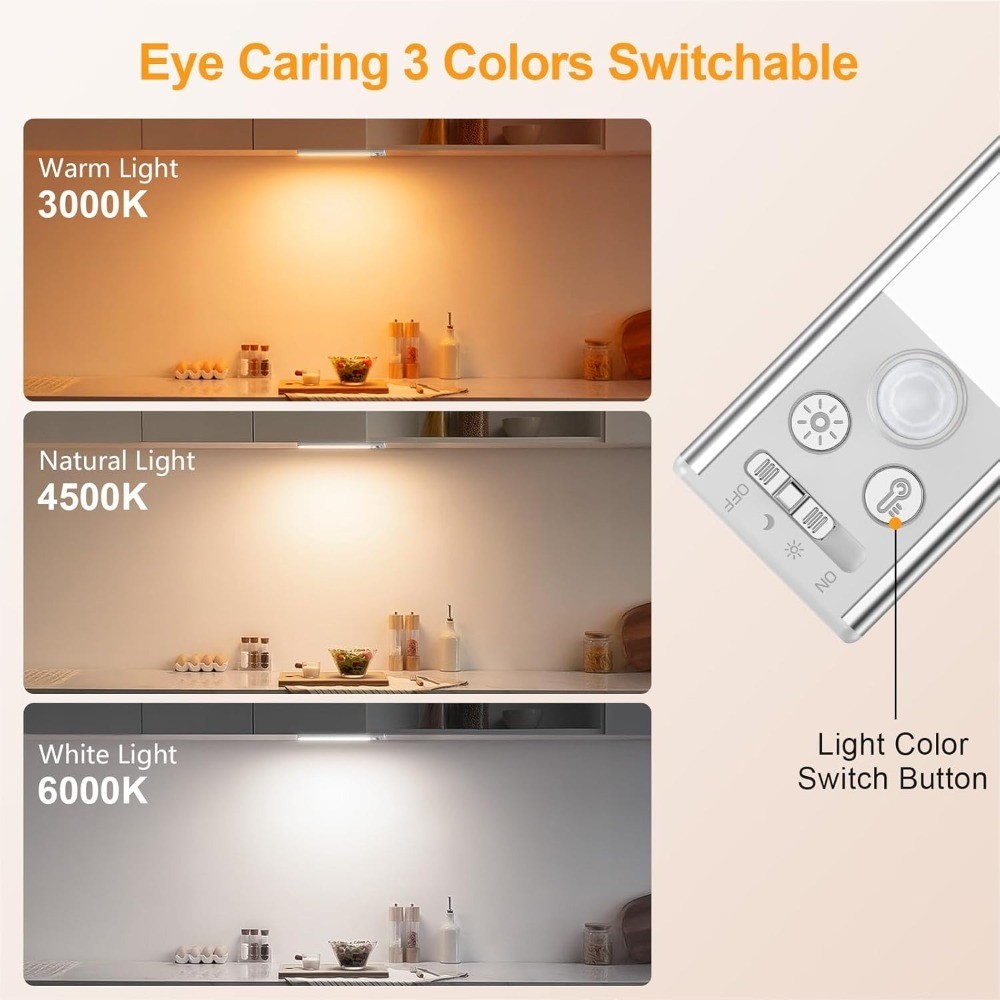 Rechargeable Under Cabinet Lighting 10.2 Inch 84 LED Super Bright Motion Sensor