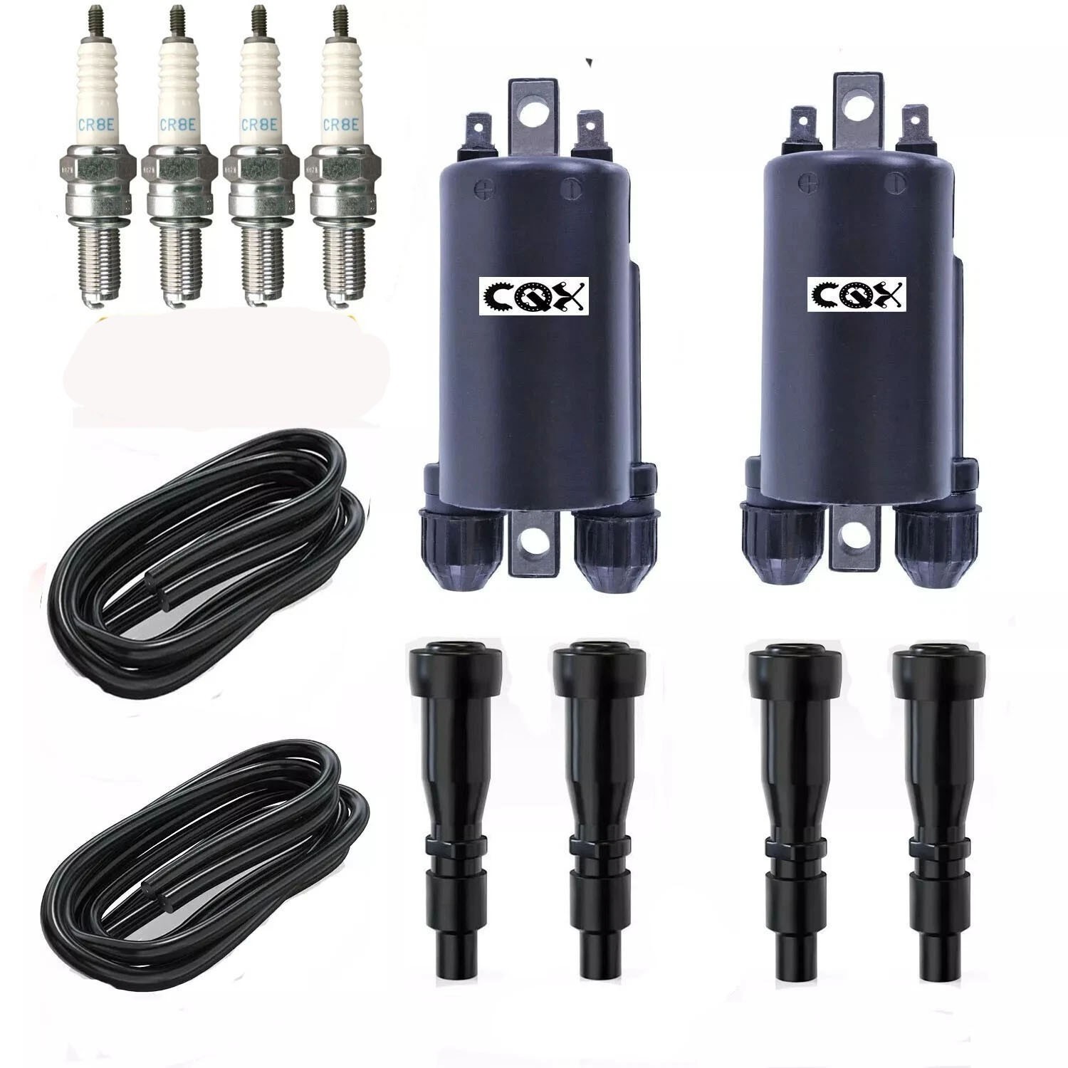 2x Ignition Coil Spark Plug W/ Cap Kit For Honda CB900F Super Sport 1981-1982