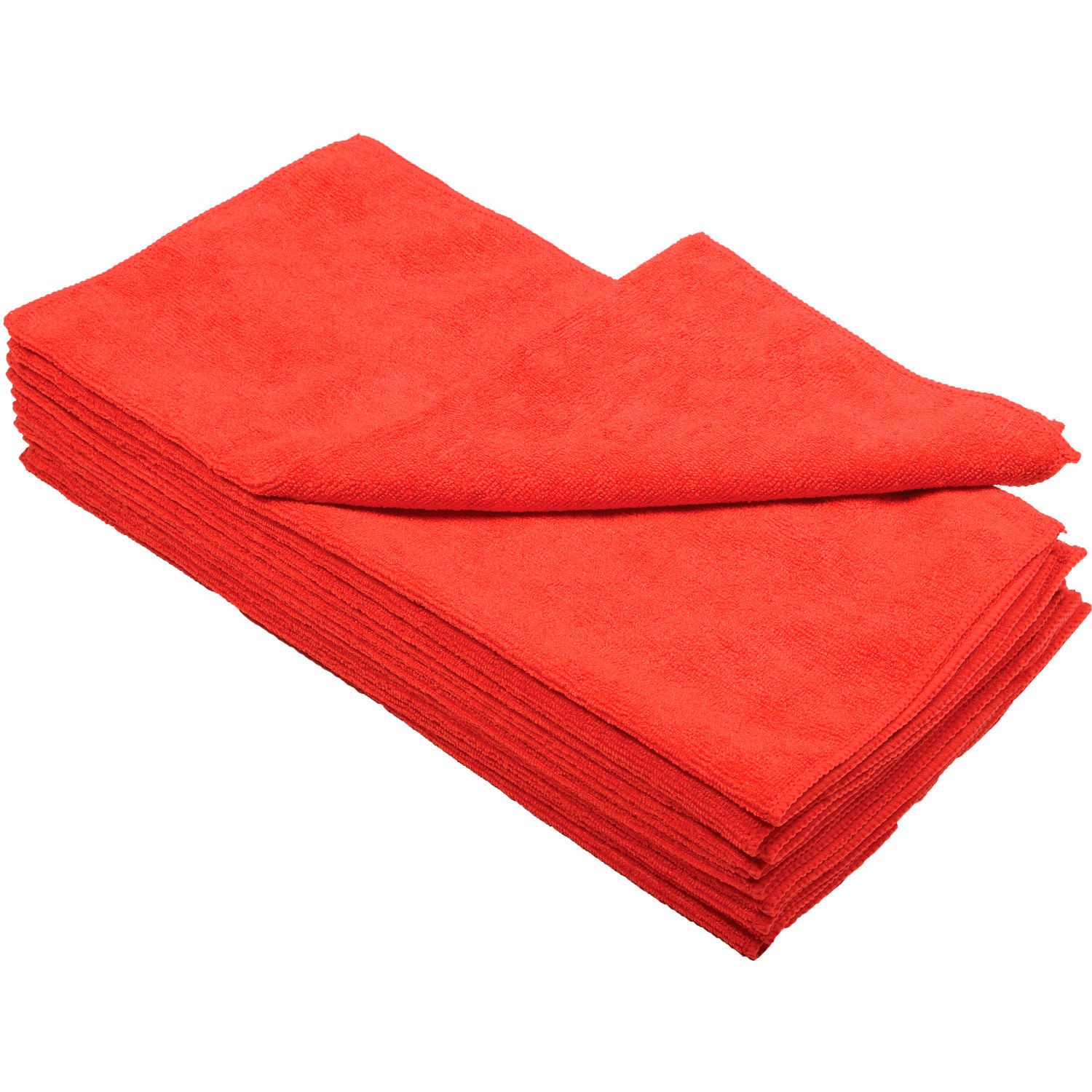 16" x 16" 300 GSM Microfiber Cleaning Cloths Red 12 Cloths/Pack