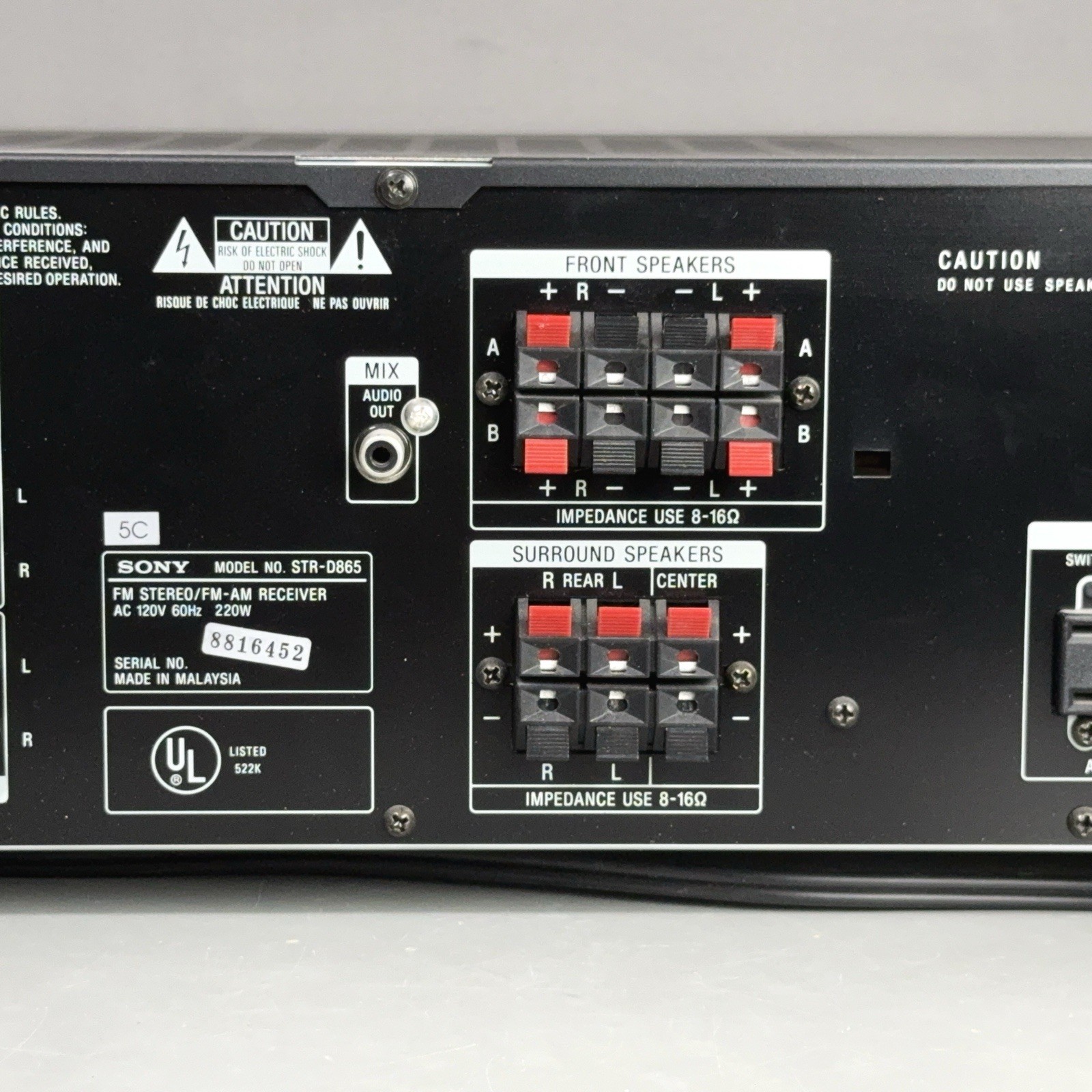Sony STR-D865 Receiver Dolby Pro Logic Stereo & Remote Bundle